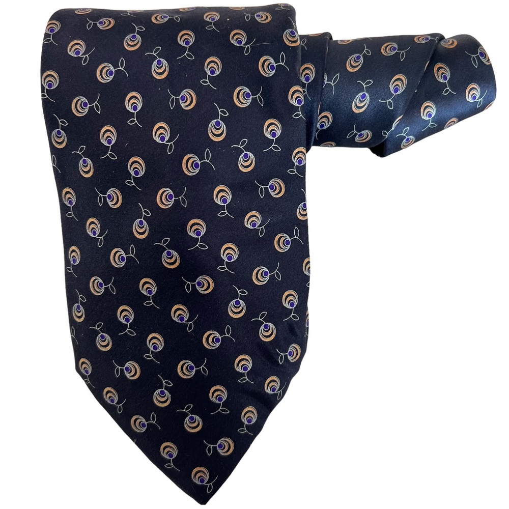 Italo Ferretti Silvi Marina‎ Hand Made 100% Silk Tie. Abstract Floral Pattern.